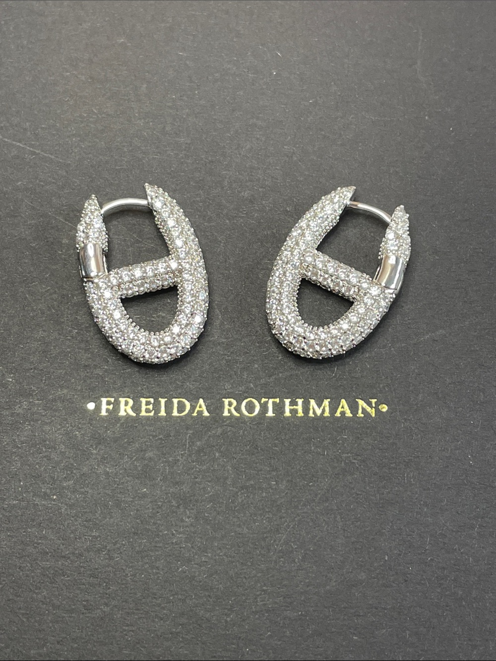 Freida Rothman VAULT Silver Pave Huggie Hoops - NWT $125 MSRP